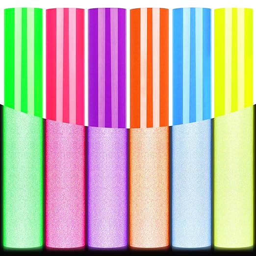 GIRAFVYINL Reflective HTV Heat Transfer Vinyl,Refelctive Iron on Vinyl Neon Vinyl - 12" X 12" Iron on Vinyl for T-Shirt,Fabric,6 Vinyl Sheets