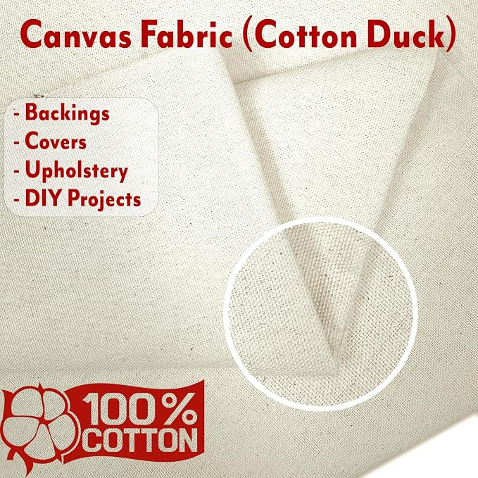 Barcelonetta | Canvas Fabric | Cotton Duck | Heavy | White 10oz | 60'' Wide | - Image 3