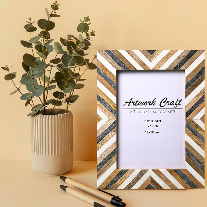 Picture Photo Frame Chevron Herringbone Art Inspired Vintage Table-Top/Wall - Image 2