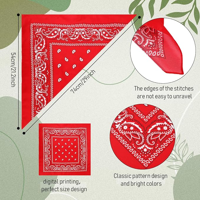 100 Pack Bandanas Unisex Paisley Bandanas Bulk Multi Purpose Cowboy Head Wrap - Image 3