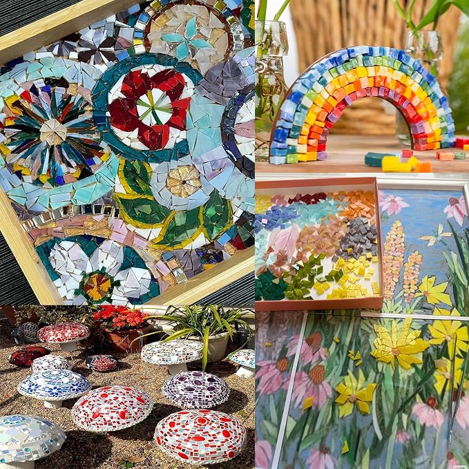 ILLUCKAI 2.2lb Stained Glass Scraps, Mosaic Glass Pieces, Mosaic Tiles - Image 6