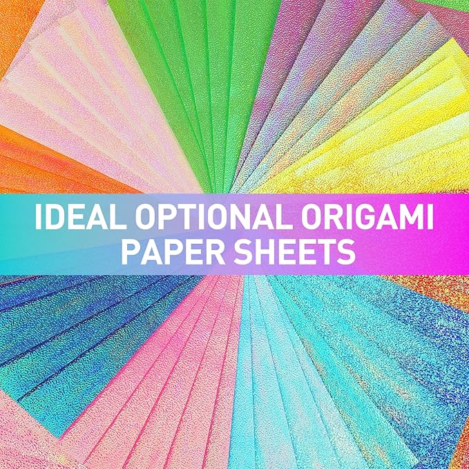 Glitter Origami Paper: 100 Sheets 10 Colors Shiny Iridescent Paper - 6 Inch Square Colored Paper for DIY Decoration, Scrapbook Decor, Folding Crafts, Arts and Crafts Projects