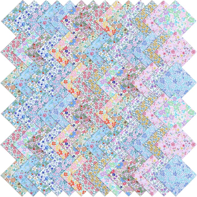 84 Pcs Charm Packs for Quiltings, Colorful Bright Pastel Spring Floral Print by Unknown