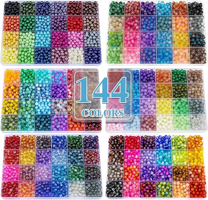XSEINO About 7200PCS 6mm Glass Beads Bracelet Making Kit, 144 Assorted Designs by XSEINOiscreating%EF%BC%81