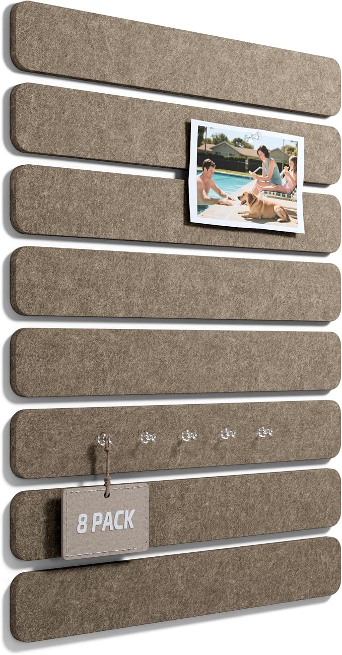 Fluxynara Cork Board Alternative Felt Strip Board 8-Pack 13"x2", Office Pin by FLUXYNARA