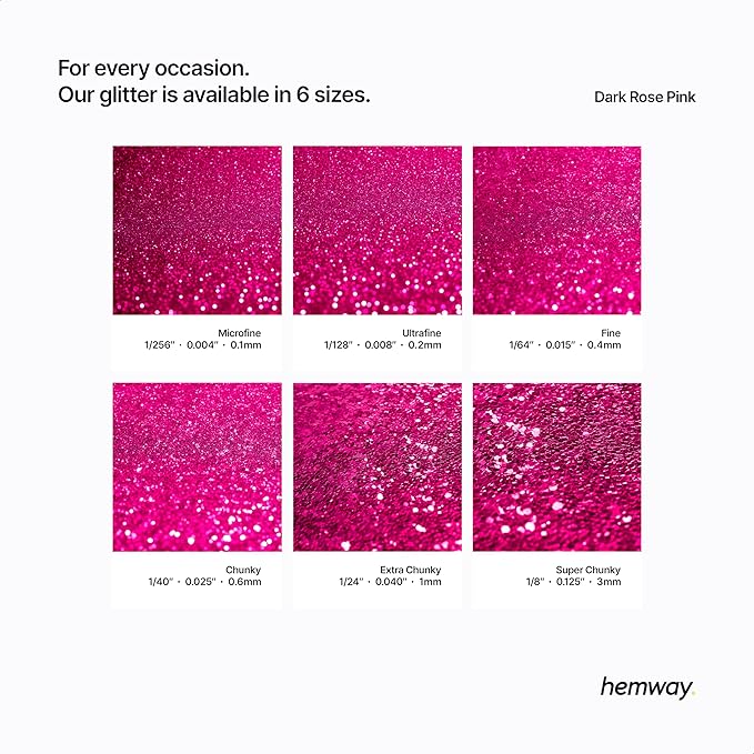 Hemway Glitter for Resin 100g Dark Rose Pink Metallic Crystals for Epoxy Craft Super Chunky Flakes Tumblers Wax Melt