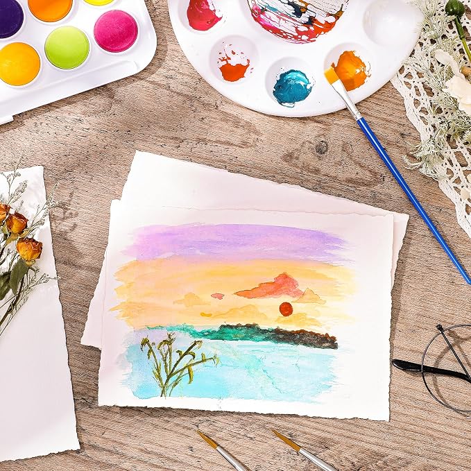 25 Sheets Watercolor Paper 5 x 7 in, 300 GSM Deckled Edge Handmade Paper | - Image 5