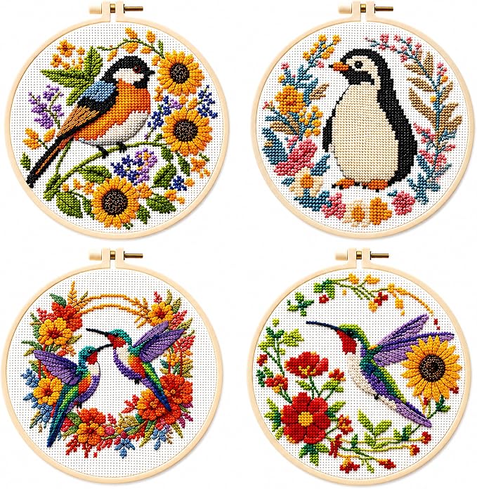 Zhenqing 4 Pack Bird Cross Stitch Kit by ZhenqingHomeFlagship