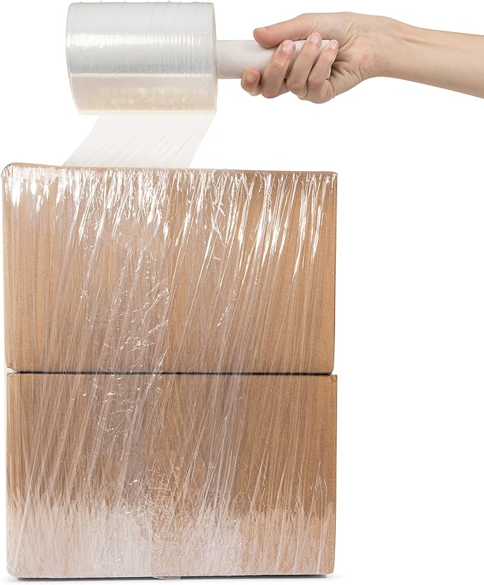 (R) Stretch Wrap 5" x 1000' Roll With Handle, 80 Gauge Extra Thick Durable Self-Adhering Plastic Wrap for Moving, Packing Wrap Industrial Strength, Clear Plastic Pallet Shrink (2 Pack)