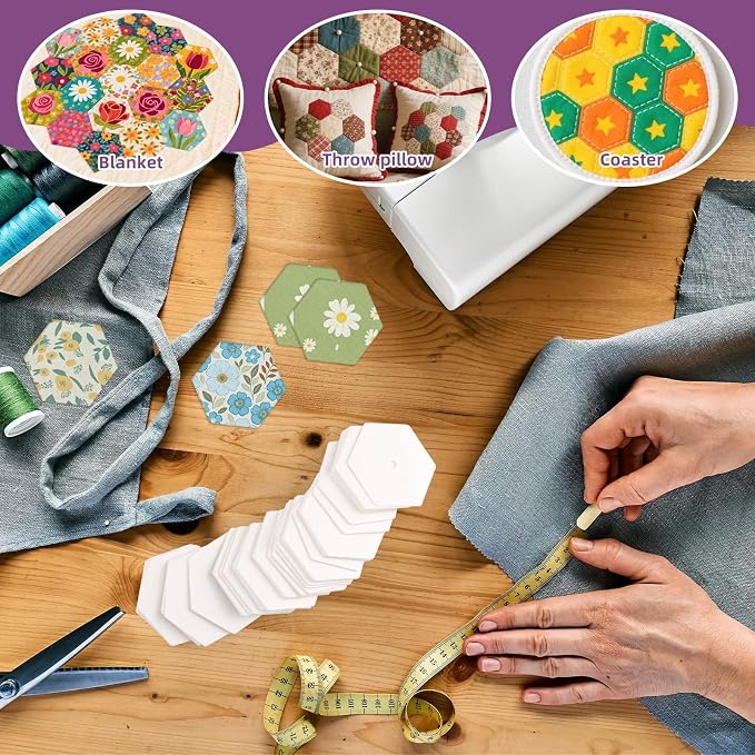 1000 PCS Hexagon Piecing Paper Templates, Quilting Templates Accessories - Image 4