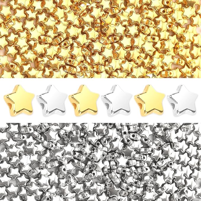 Augshy 700Pcs Star Spacer Beads - 6mm Silver & Gold by Augshy