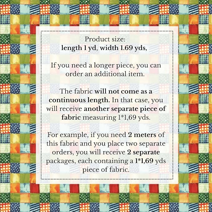 Patchwork Cotton Fabric Panel 61 x 36.6 Inches, Colorful Geometric Squares - Image 6