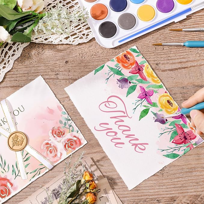 25 Sheets Watercolor Paper 5 x 7 in, 300 GSM Deckled Edge Handmade Paper | - Image 6