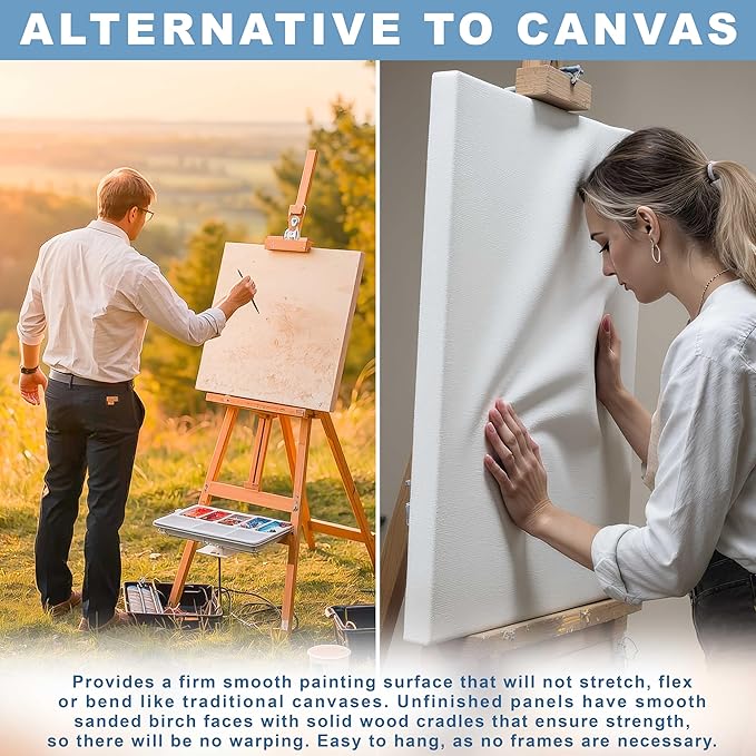 U.S. Art Supply 10" x 10" Unfinished Cradled Wood Panels - Image 4