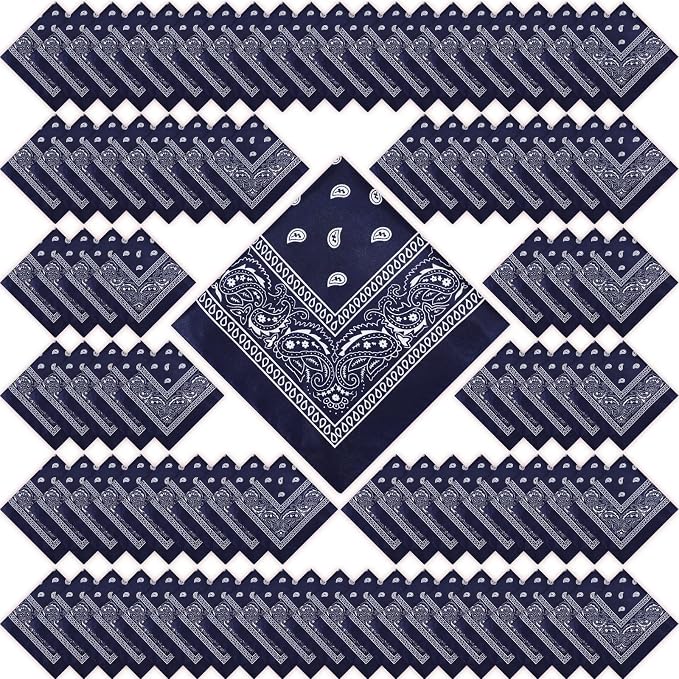 100 Pack Bandanas Unisex Paisley Bandanas Bulk Multi Purpose Cowboy Head Wrap by Handepo
