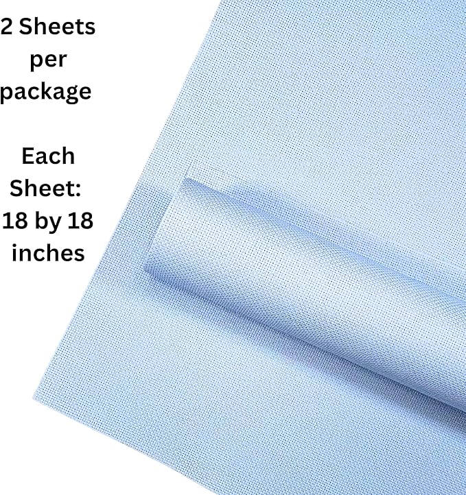 2 Sheets of Light Blue 14 Count Aida Cloth – 18 x 18 Inch Pre-Cut Fabric Squares – Cross Stitch Fabric – 100% Cotton – Ideal for Needlework & Embroidery – The Knotty Unicorn