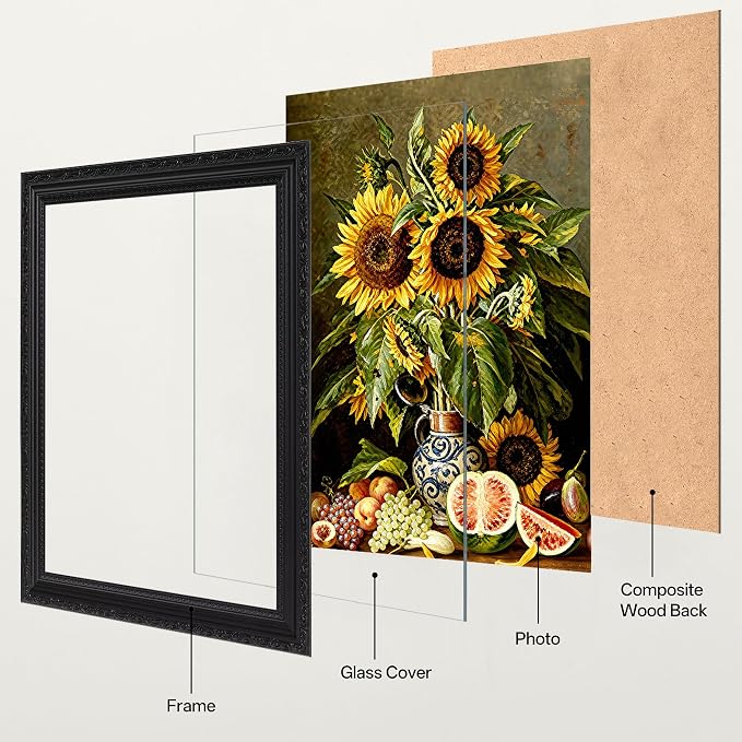 eletecpro 8.5x11 Vintage Picture Frame, Glass Cover, Horizontal or Vertical - Image 2