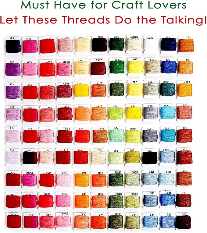 The Original 108-Color Embroidery Floss Kit – 99 Cotton & 9 Metallic Threads - Image 7