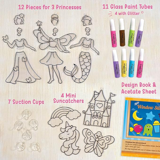 Imagimake Window Art Princess | Unicorn & Mermaid Suncather Kit | 16 Pieces - Image 2