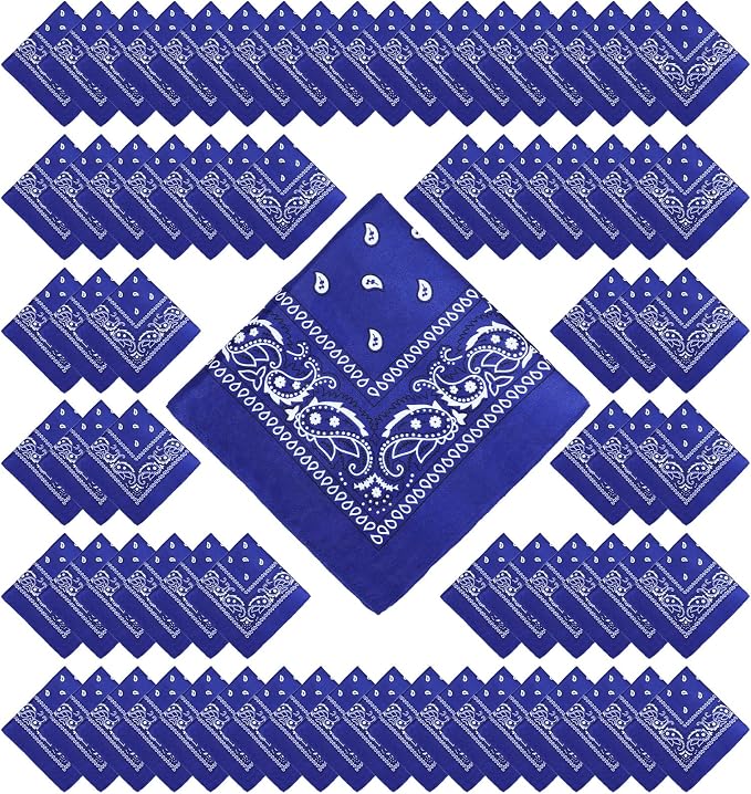 100 Pack Bandanas Unisex Paisley Bandanas Bulk Multi Purpose Cowboy Head Wrap by Handepo