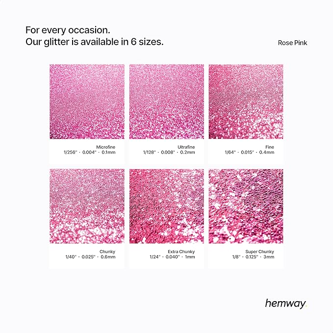 Hemway Polyurethane & Epoxy Resin Glitter 100g / 3.5oz Metallic Crystal Flake Additive for Flooring Jewelry Tumblers Glass Pigment - Fine (1/64" 0.015" 0.4mm) - Rose Pink