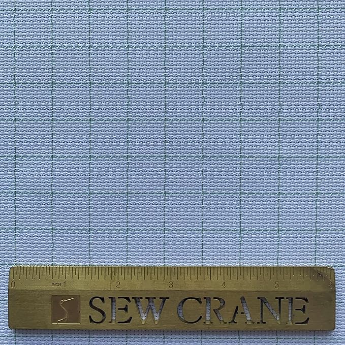 14CT Easy Count Thread Grid Aida Cloth Embroidery Cross Stitch Fabric, Green Grid, W29 x L39