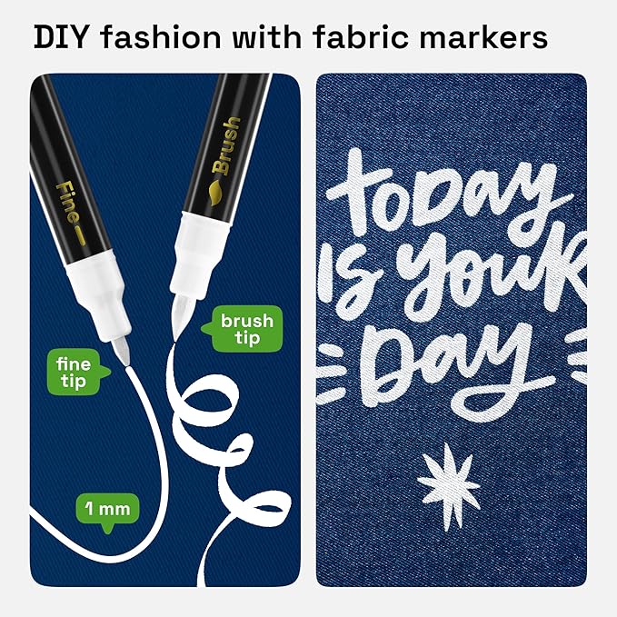 ARTISTRO 2 White Dual-Tip Fabric Markers - Image 2