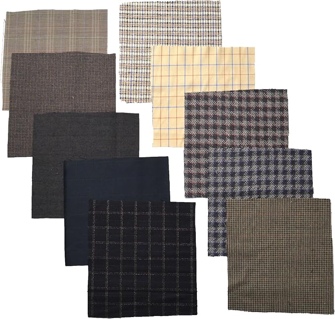 100% Wool Fabric Squares for Sewing | Scottish Tweed Fabric Material Plaid Felt by Unknown