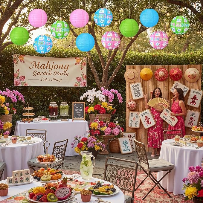 Panelee 12 Pcs Mahjong Party Decorations Mahj Theme Hanging Paper Lanterns - Image 7
