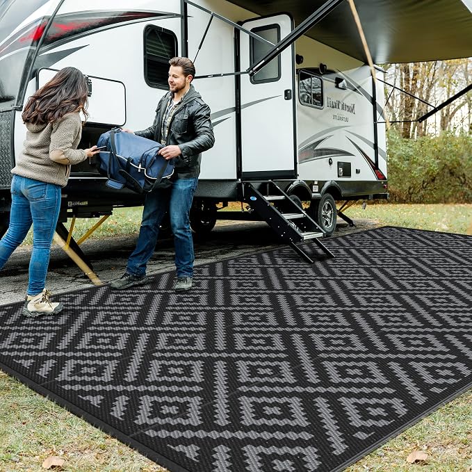 GENIMO Outdoor Rug for Patio Clearance, Reversible Plastic Straw Rugs for RV by GENIMO