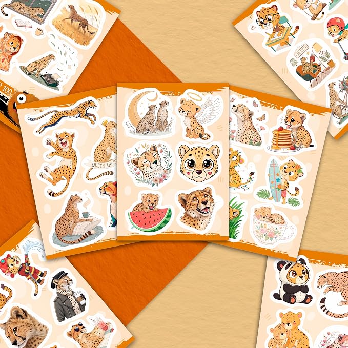 100Pcs Cheetah Stickers for Water Bottle, Laptop - Image 7