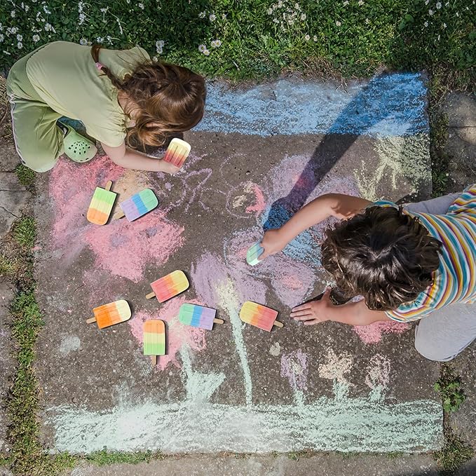 60 Pcs Ice Cream Sidewalk Chalk Set Multicolor Chalk Party Favors Bulk Washable Safe Outdoor Chalks for Kids Adults Fun Summer Playground Outdoor Activities Painting on Chalkboard Blackboard