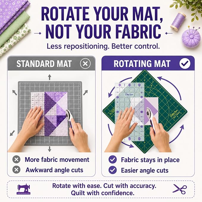 The Quilted Bear Rotating Cutting Mat 12" x 12" - Image 4
