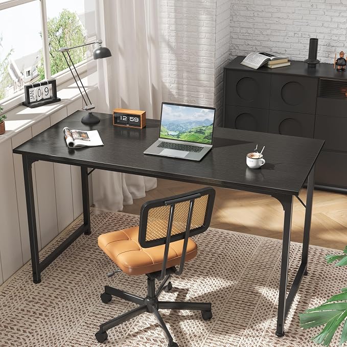 Huuger Computer Desk, 55 Inch Home Office Desk, Gaming Writing Work from Home - Image 6