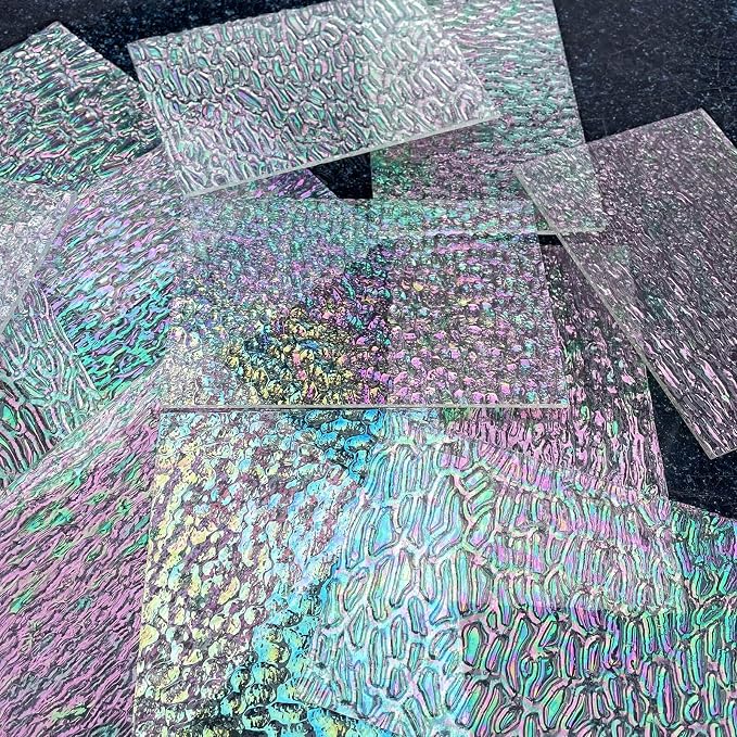 LITMIND 12 Sheets Iridescent Transparent Textured Stained Glass Variety Pack - Image 4