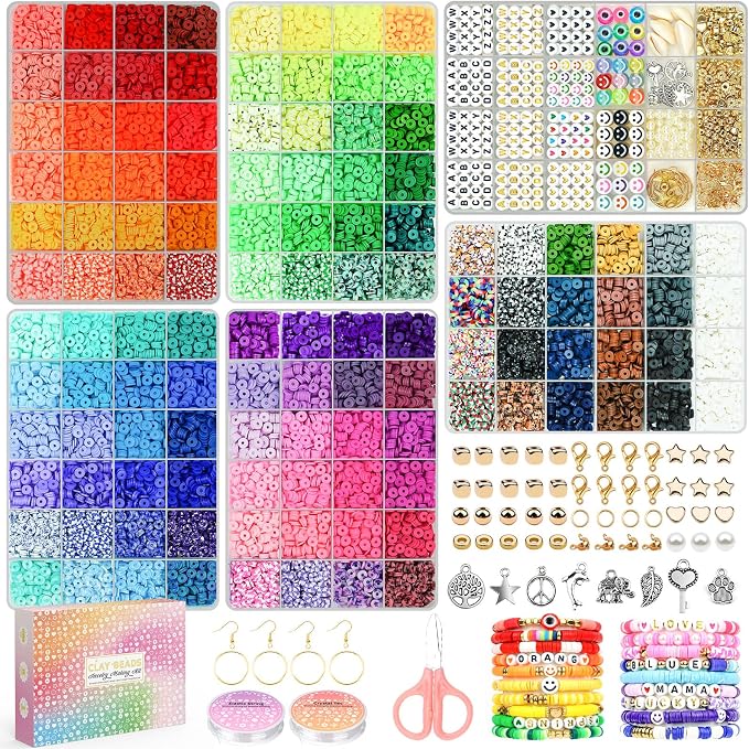 20, 120 Colors 6 Boxes Polymer Beads Spacer Heishi Beads & Jewelry Kit by Sistenia