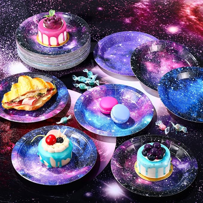 Funnymoom 60 Pcs 7 Inch Space Galaxy Paper Plates Outer Space Theme Birthday - Image 6