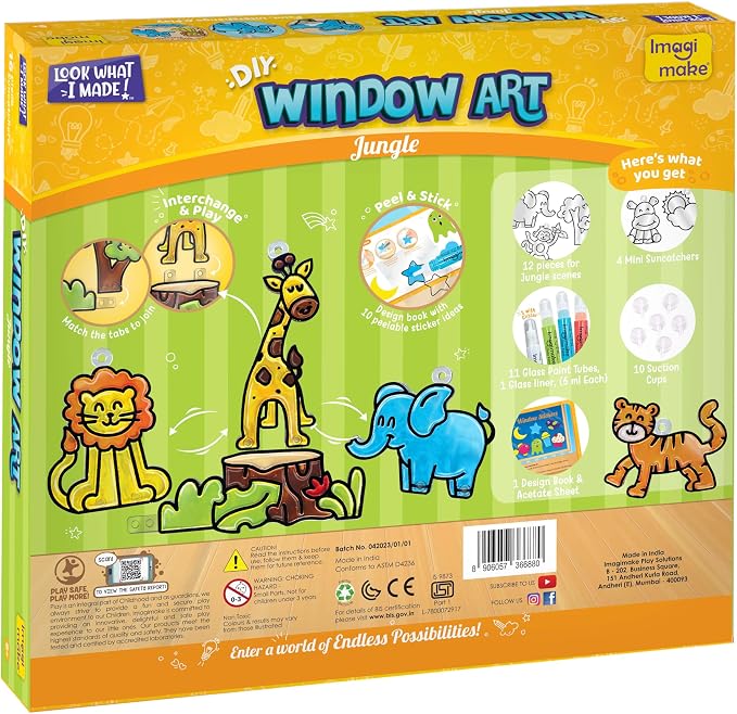 Imagimake Window Art Jungle | Low Mess Suncatcher Kit | 16 Pieces Glass - Image 8