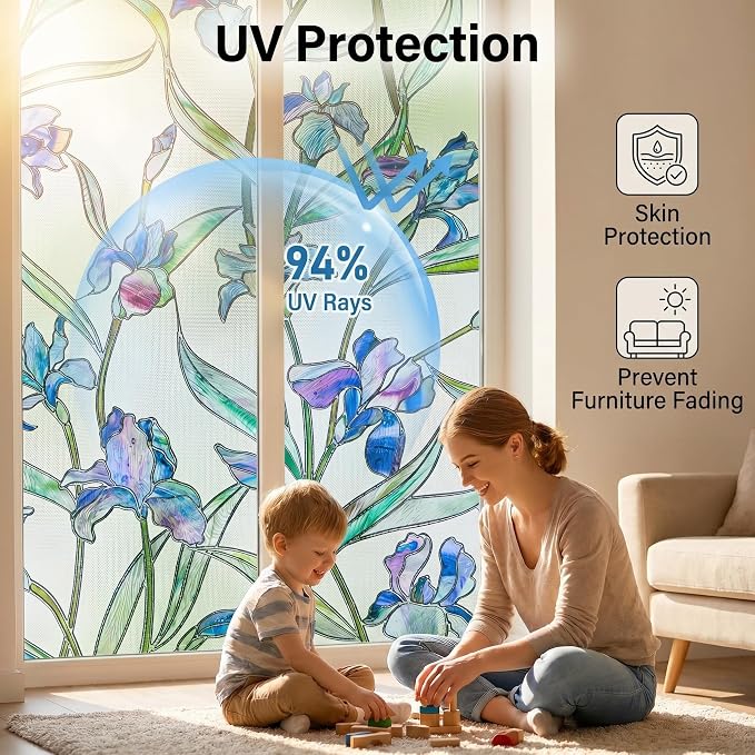 Coavas Stained Glass Window Film Privacy Static Cling - Image 4