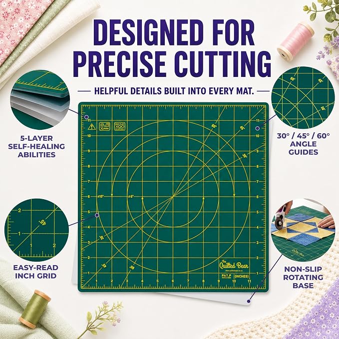 The Quilted Bear Rotating Cutting Mat 18" x 18" - Image 3