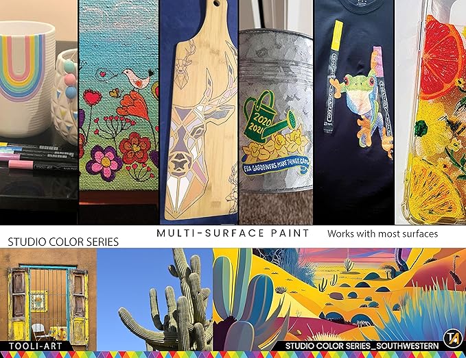 28 Southwestern Colors Acrylic Paint Pens Studio Color Series Markers Set 3mm Medium Tip, Rock Painting, Glass, Mugs, Wood, Metal, Canvas, DIY Projects, Detailing. Non Toxic, Waterbased, Quick Drying