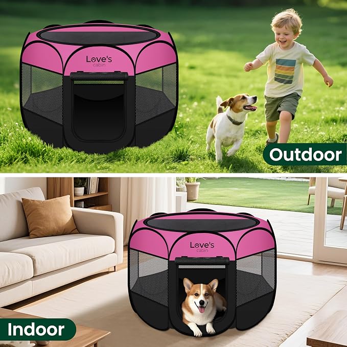Love's cabin Pet Puppy Dog Playpen, Medium Dog Tent Crates Cage Indoor/Outdoor - Image 6