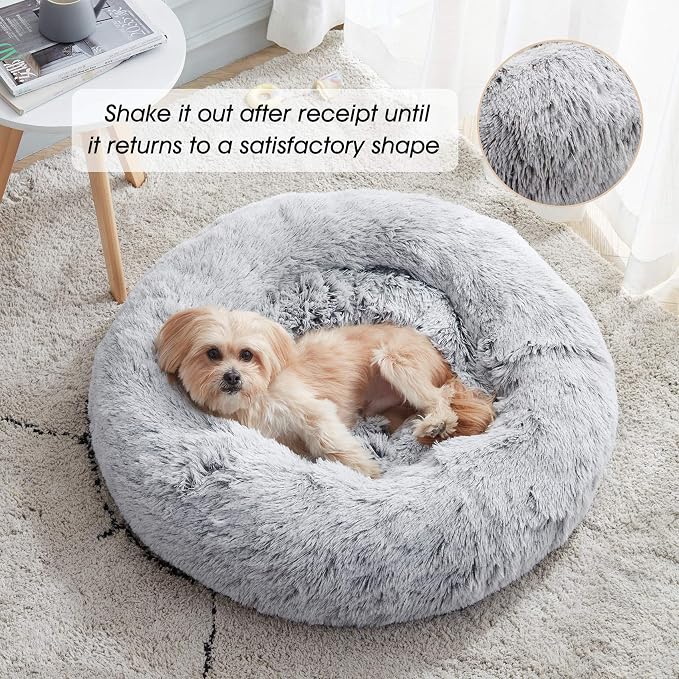 WESTERN HOME WH Calming Soft Round Dog & Cat Bed, Anti-Anxiety Donut Cuddler - Image 3