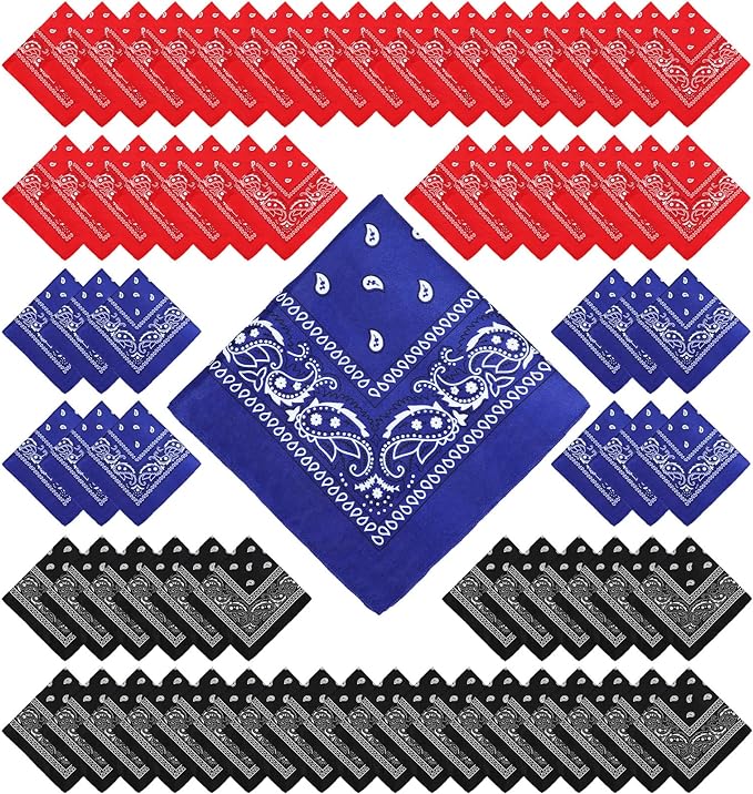 100 Pack Bandanas Unisex Paisley Bandanas Bulk Multi Purpose Cowboy Head Wrap by Handepo
