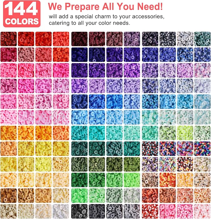 Redtwo 23000 Pcs 144 Colors Clay Beads Bracelet Making Kit | 7 Boxes Flat - Image 2