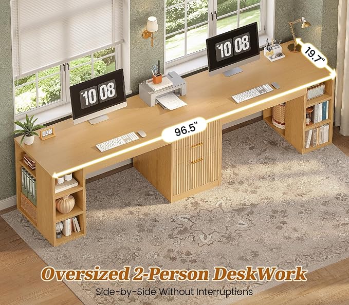 SEDETA Fluted 96.5" Computer Desk - Image 6
