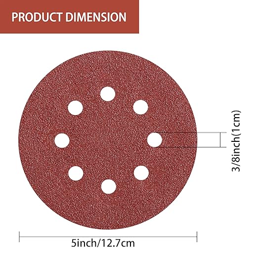 150pcs 40 Grit Sanding Discs, 5-Inch 8-Hole Sandpaper, for Woodworking or Automotive