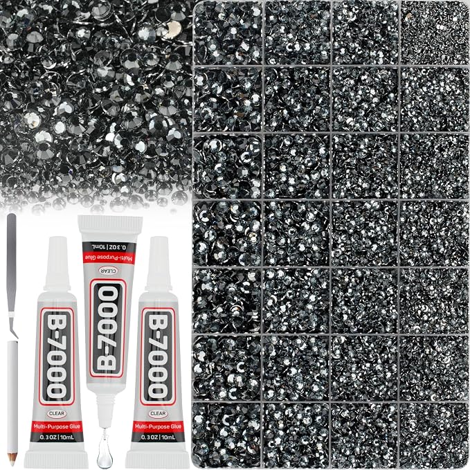 36000Pcs Grey Rhinestones for Bedazzling, Flat Back Resin Diamond Crystal by Worthofbest