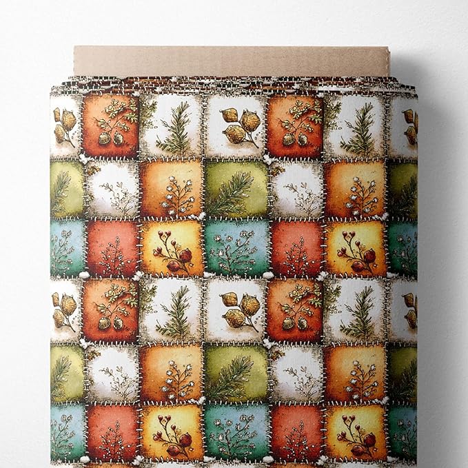 Autumn Forest Patchwork Cotton Fabric Panel – 61 × 36.6 Inches, 100% Cotton 140 by FabricsTown