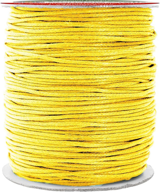 Mandala Crafts 1.5mm 109 Yards Yellow Cotton Waxed Cord for Jewelry Making Bracelet Cord Waxed String - Beading String Thread Jewelry Cords for Necklaces String